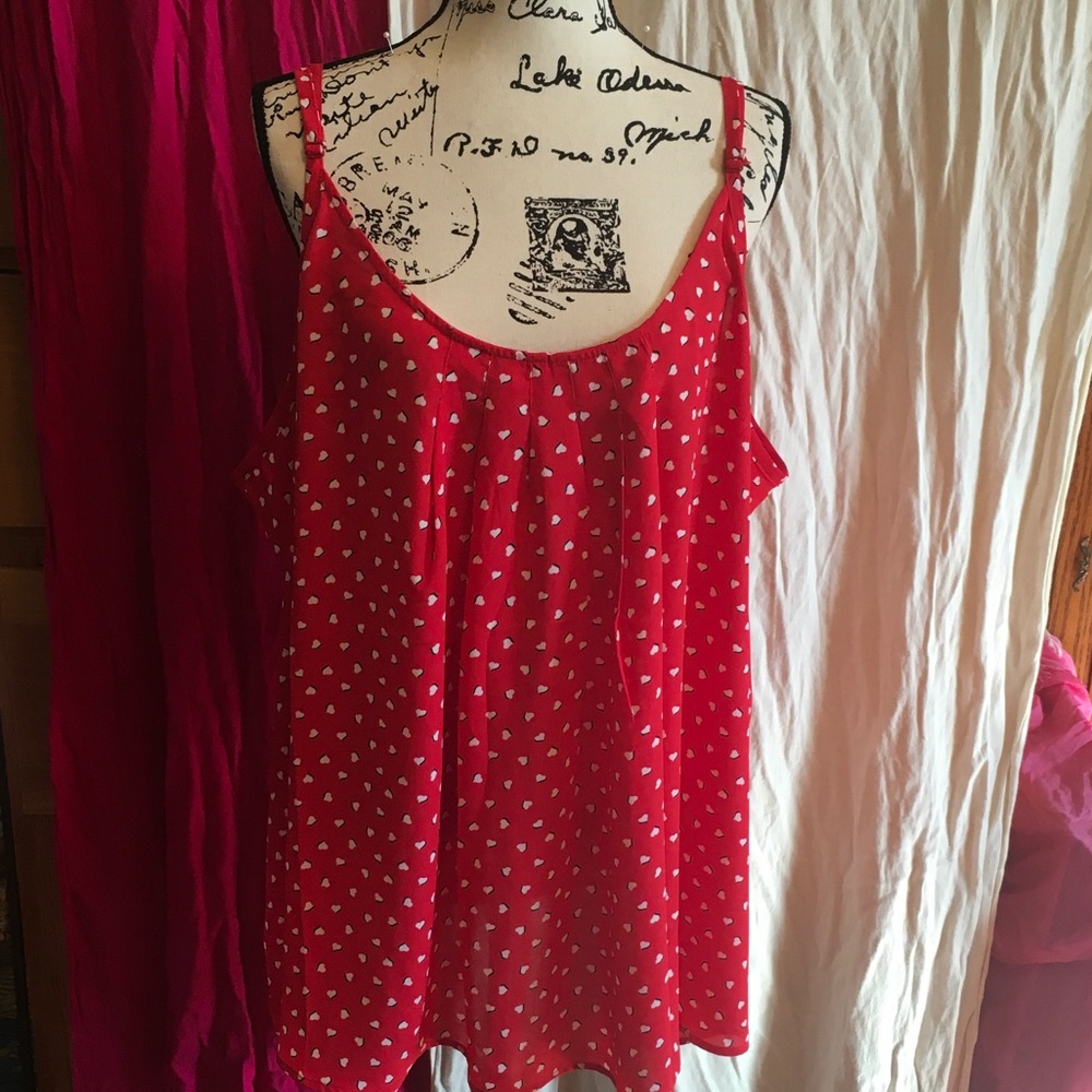 Red with black/white design cross-back swing tank